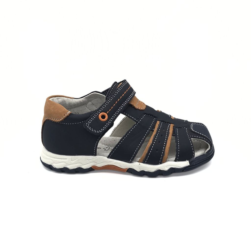 Sandalia de Piel Navy Camel
