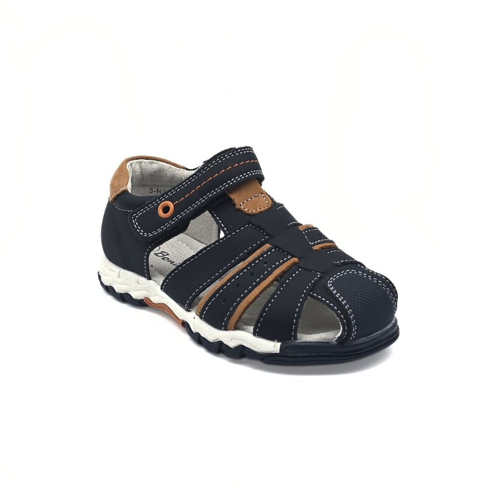 Sandalia de Piel Navy Camel