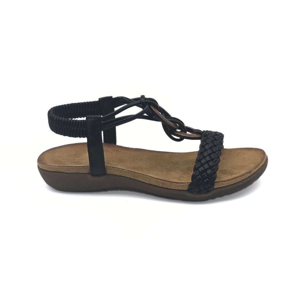 Sandalia con Elástico Negro