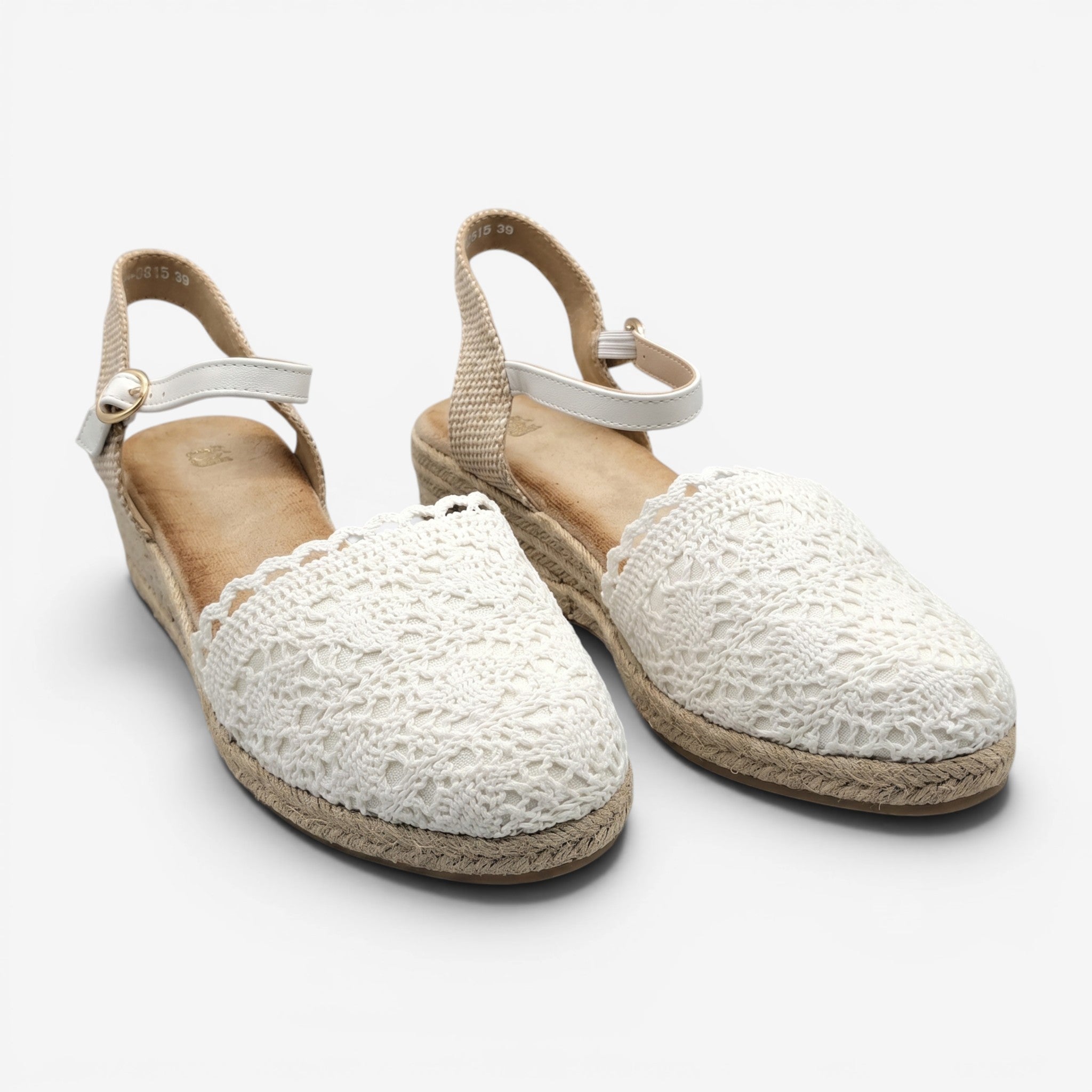 Alpargatas de Cuña Blancas con Tejido Croché