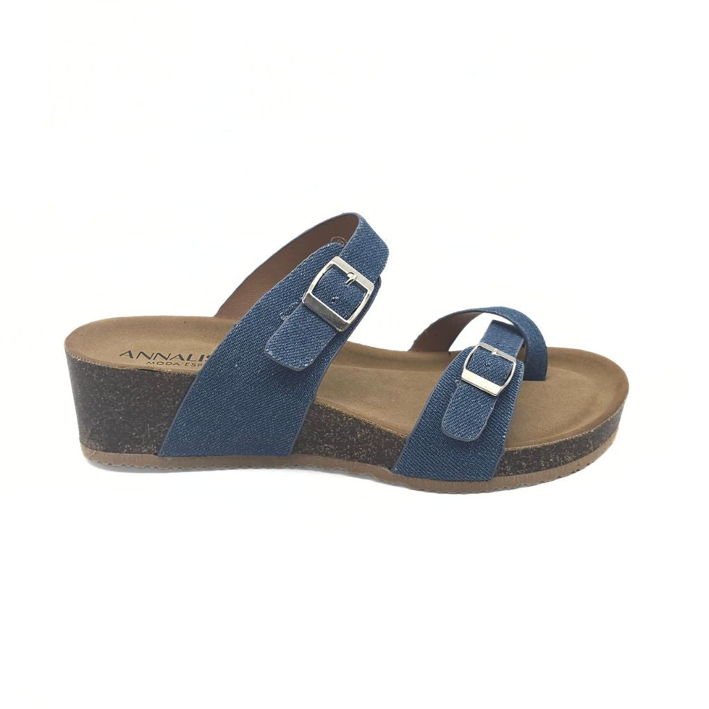 Cuña Mules de dedo Jeans