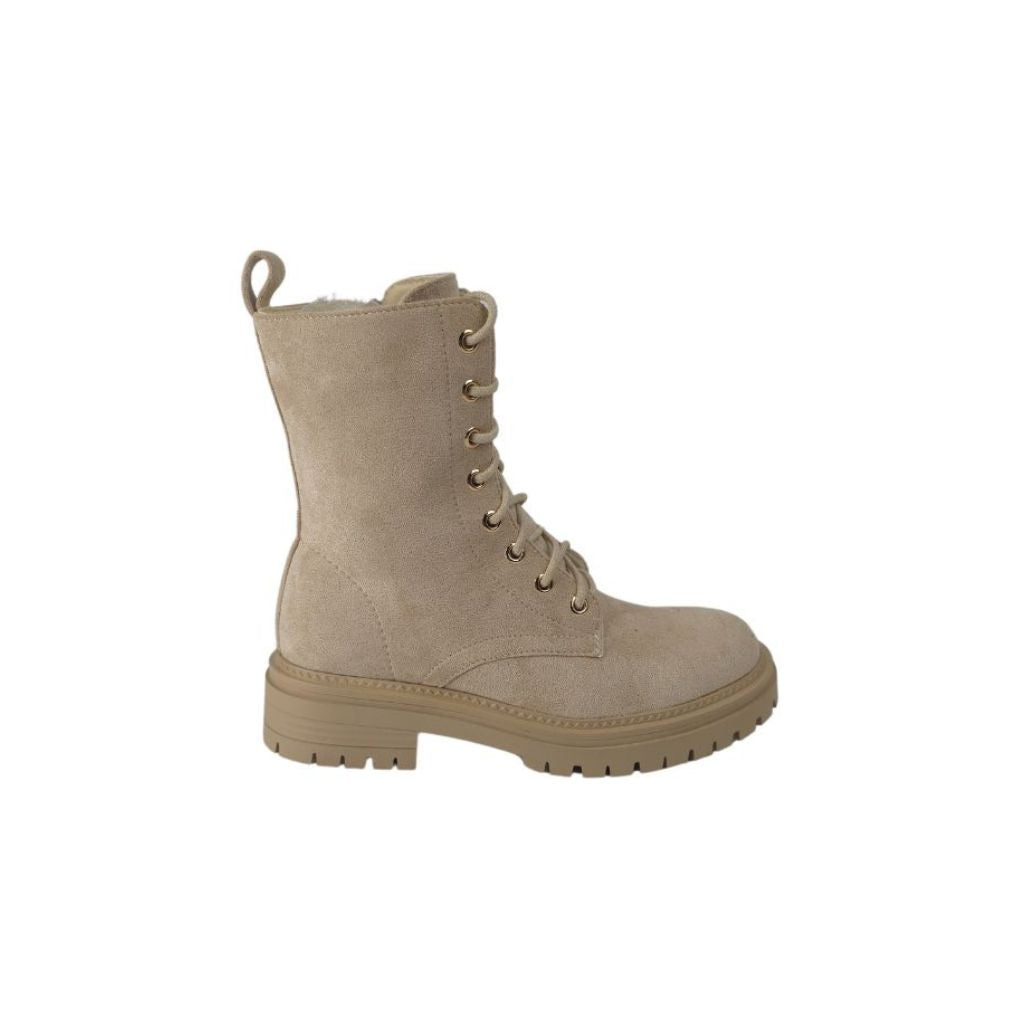 Bota Militar con Cordones Beige