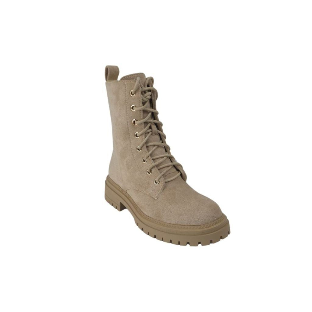 Bota Militar con Cordones Beige