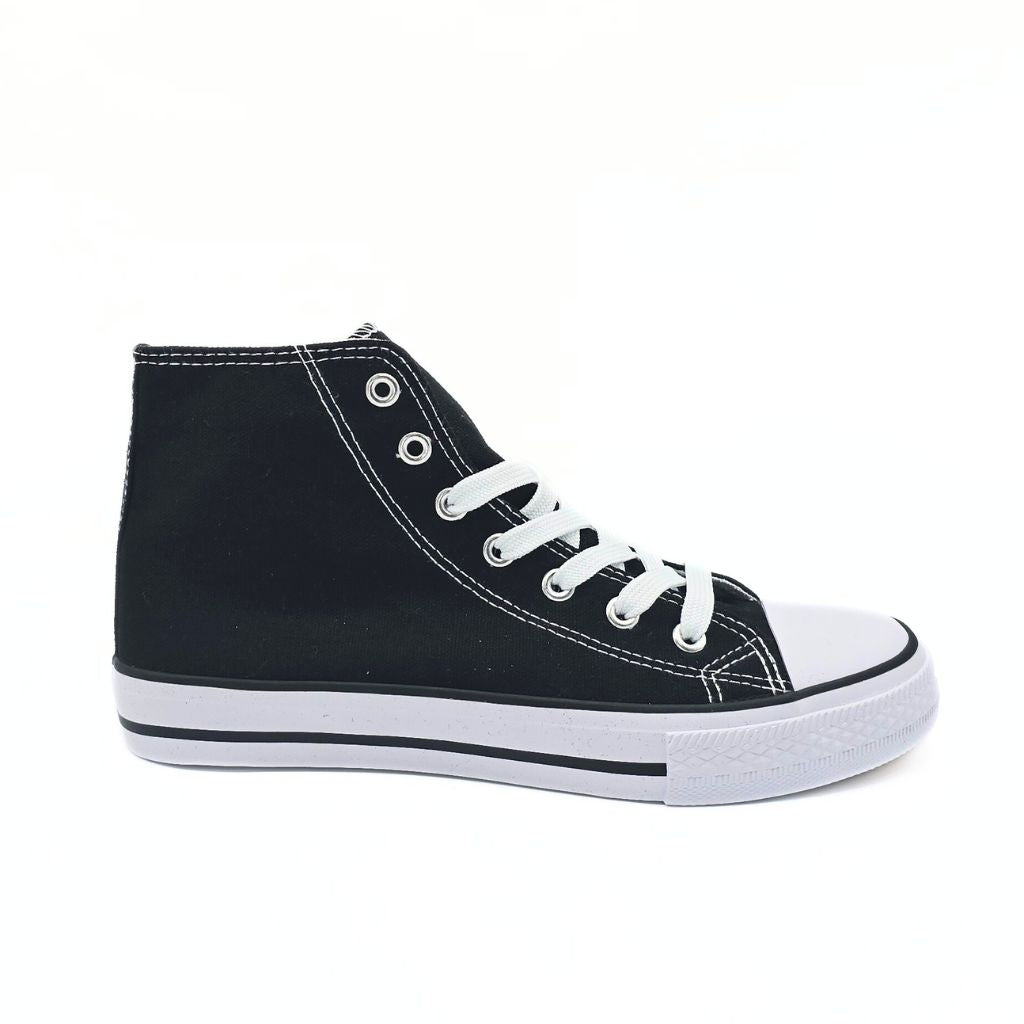 Zapatilla alta puntera Lona Negro