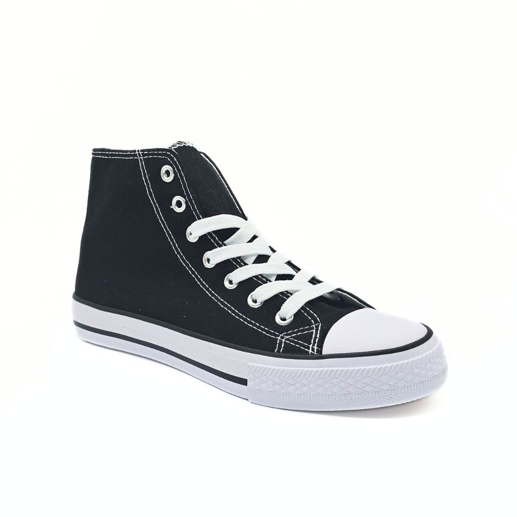 Zapatilla alta puntera Lona Negro