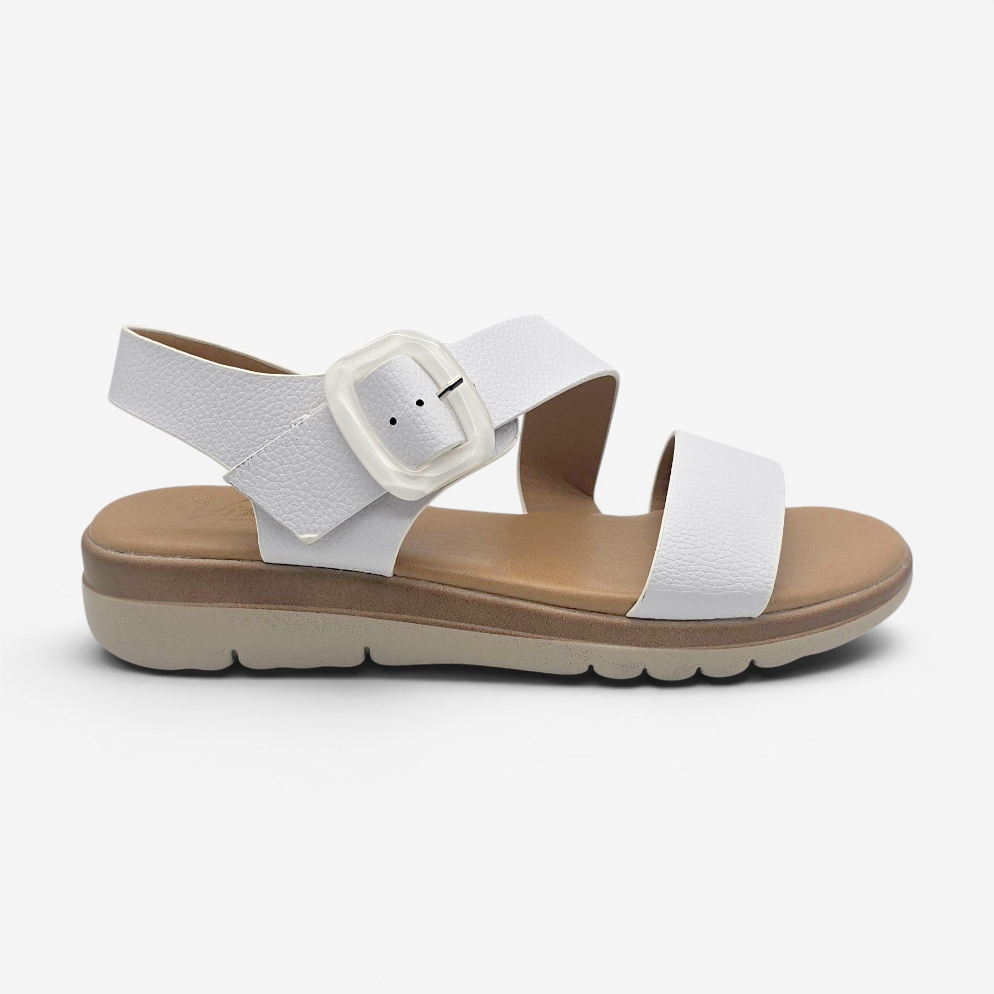 Sandalia Blanca Confort con Hebilla