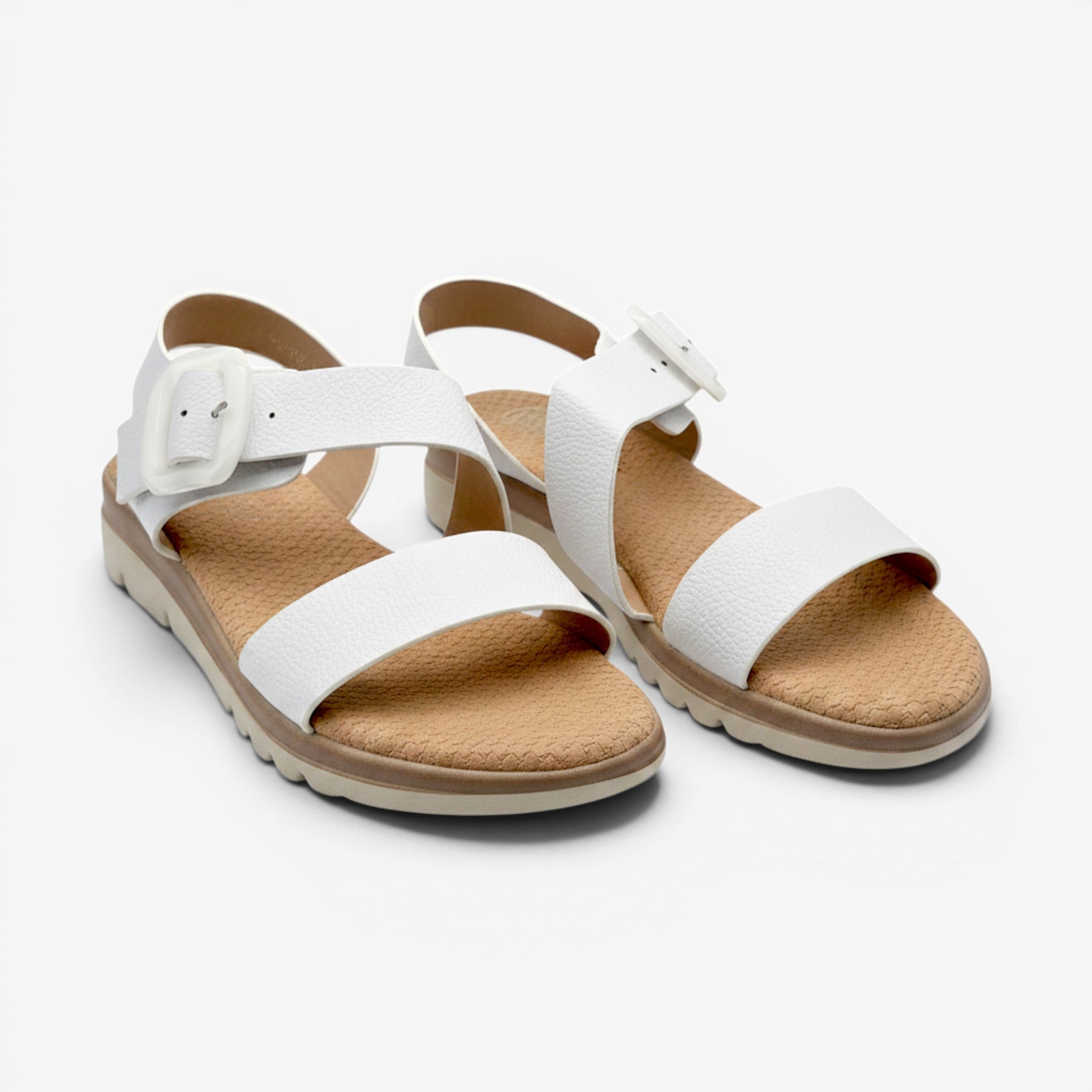 Sandalia Blanca Confort con Hebilla