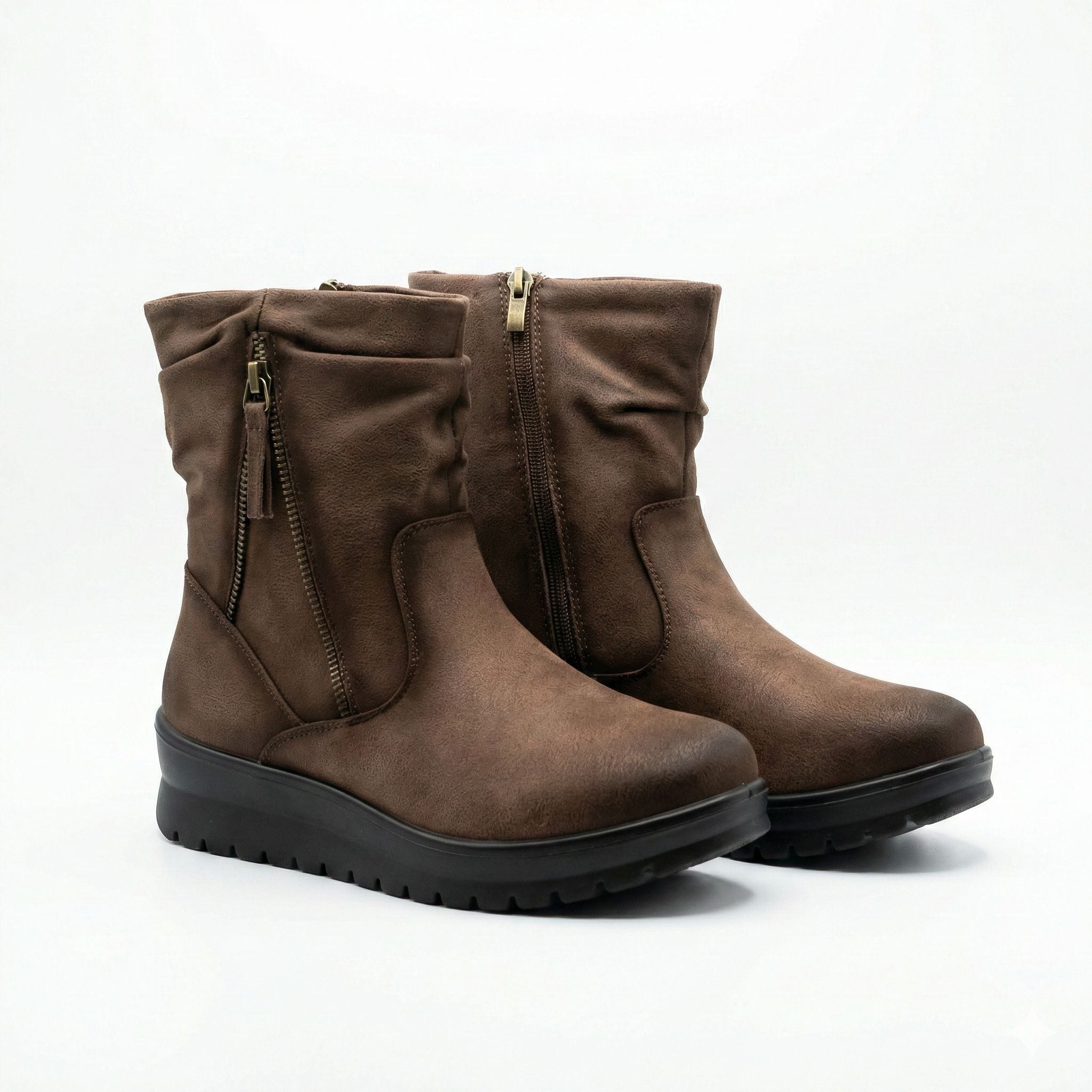 Botines Comfort con Cuña Cuero